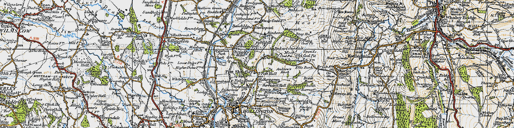 Old map of Bakestonedale Moor in 1947