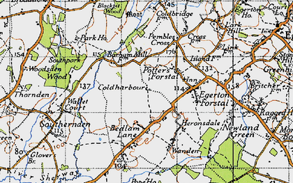 Old map of Potter's Forstal in 1940