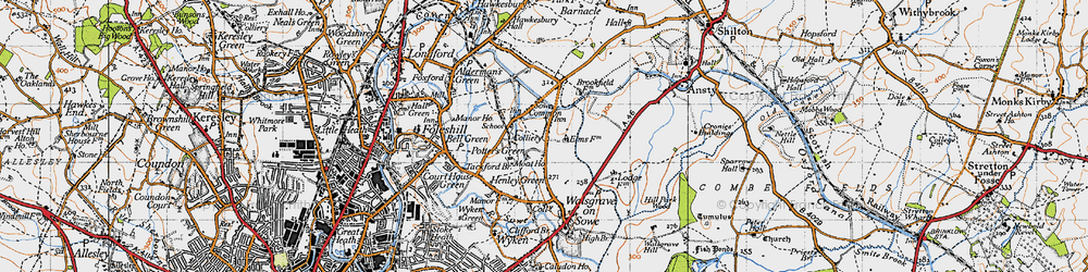 Old map of Potter's Green in 1946