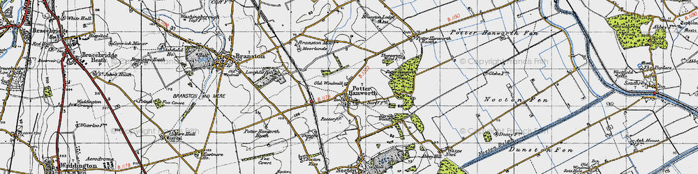 Old map of Branston Moor in 1947