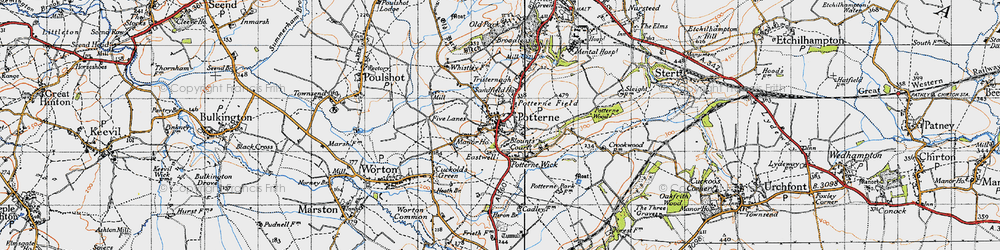 Old map of Potterne in 1940