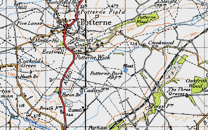 Old map of Potterne Wick in 1940