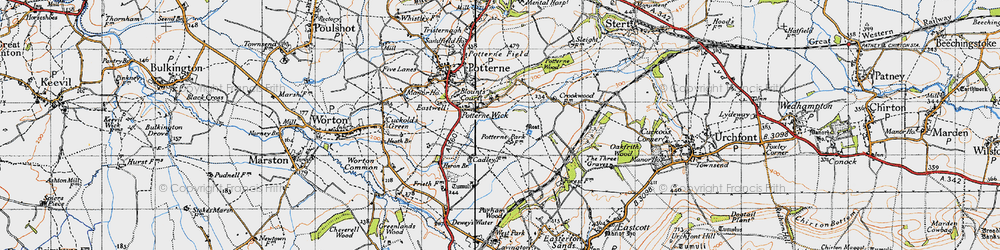 Old map of Potterne Wick in 1940