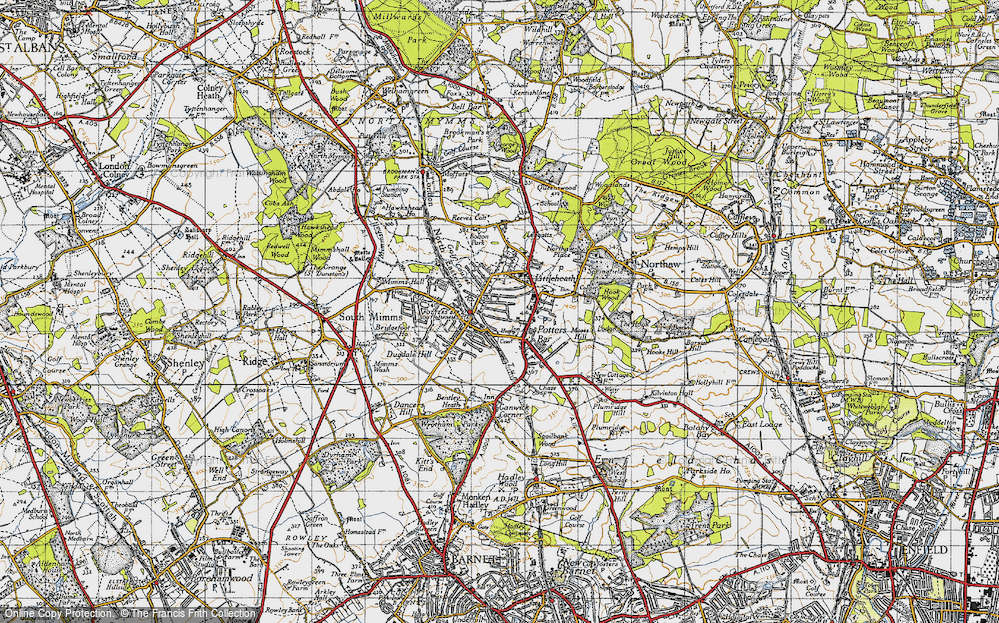 Old Map of Potters Bar, 1946 in 1946