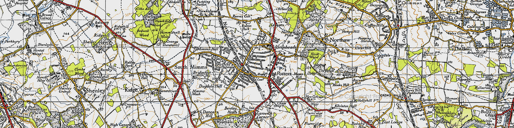 Old map of Potters Bar in 1946