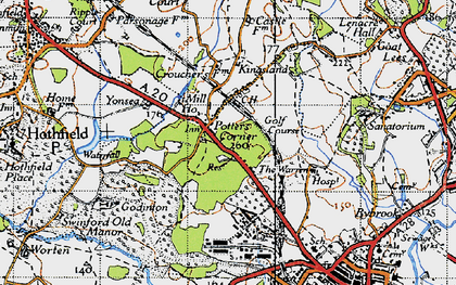 Old map of Potters Corner in 1940