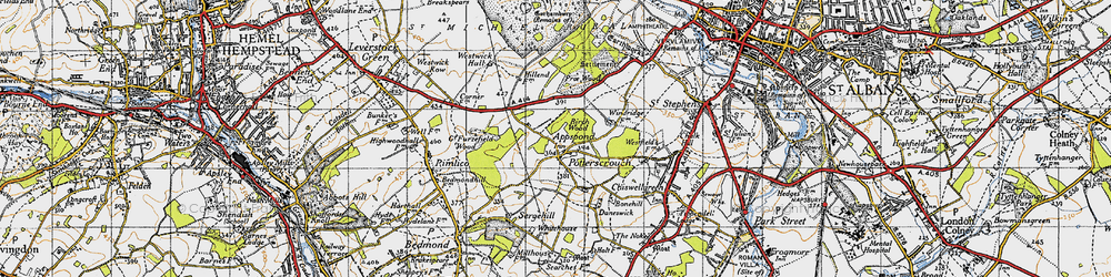 Old map of Potters Crouch in 1946