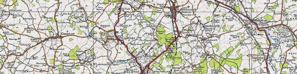 Old map of Pottersheath in 1946