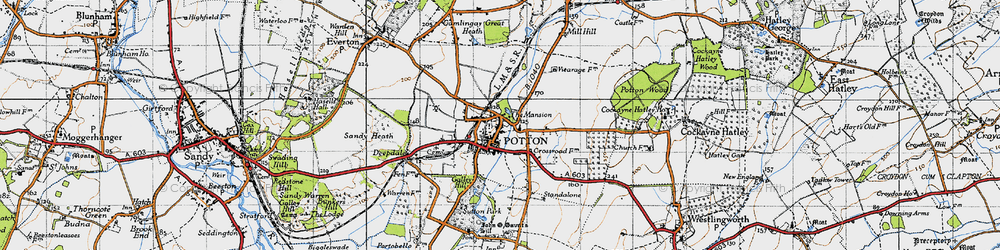 Old map of Potton in 1946