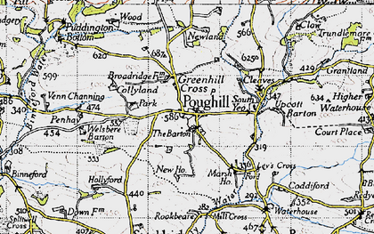 Old map of Poughill in 1946