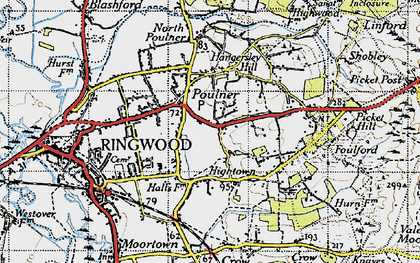 Old map of Poulner in 1940