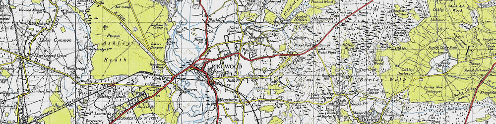 Old map of Poulner in 1940