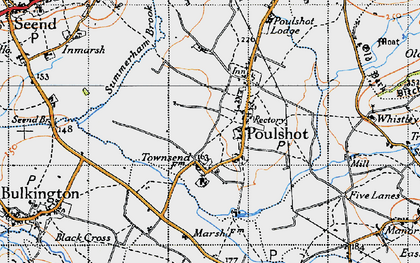 Old map of Poulshot in 1940