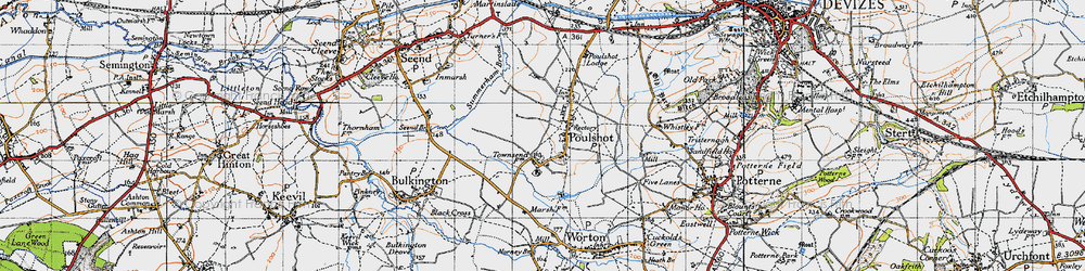 Old map of Poulshot in 1940