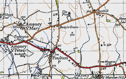 Old map of Betty's Grave in 1947