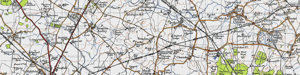 Old map of Poundon in 1946