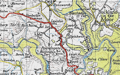 Old map of Aish Tor in 1946