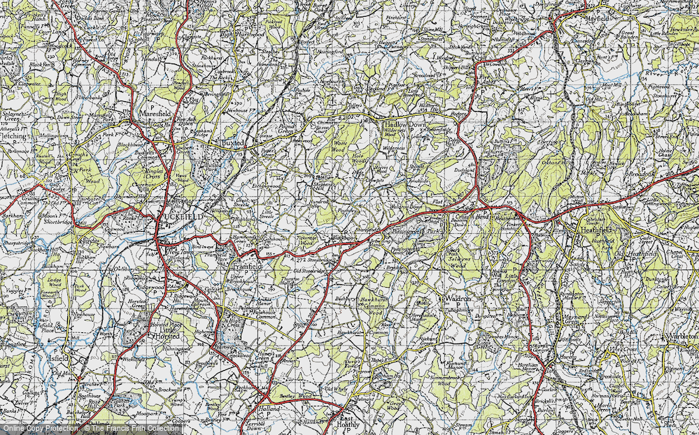 Old Map of Pounsley, 1940 in 1940