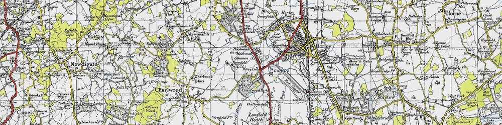 Old map of Povey Cross in 1940
