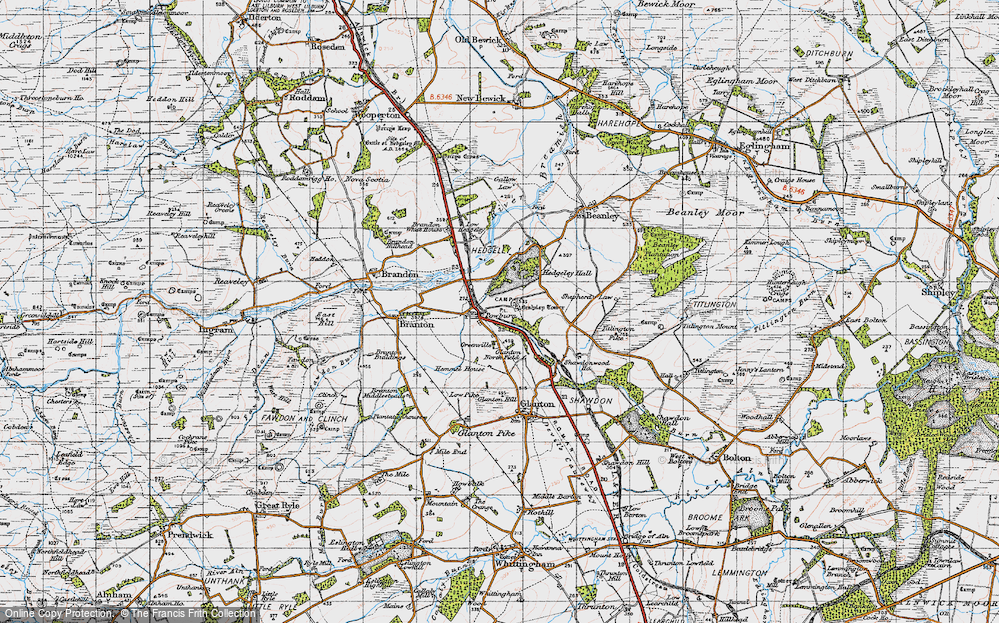 Old Map of Powburn, 1947 in 1947
