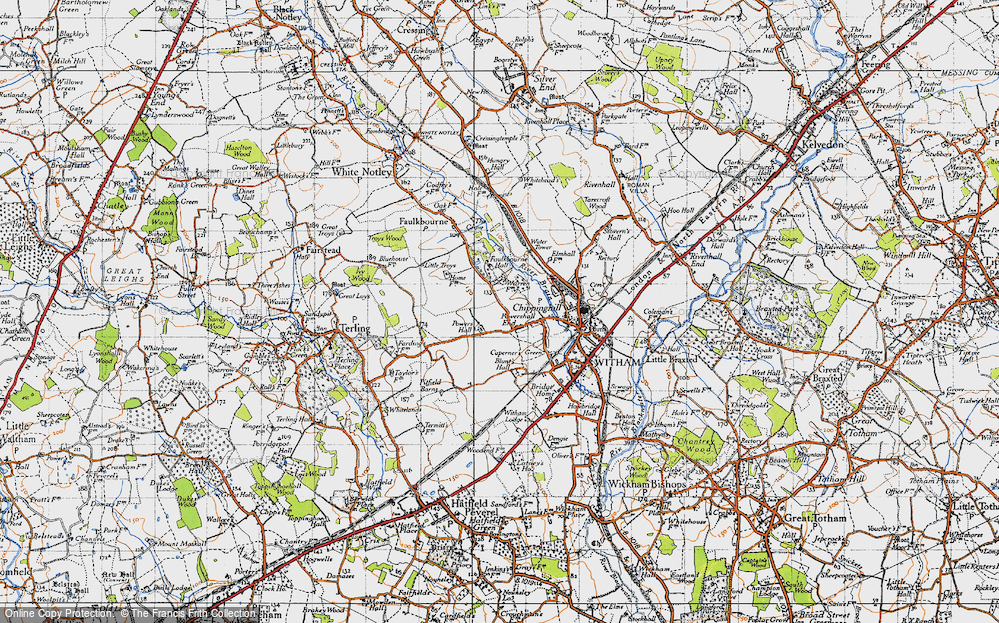 Old Map of Powers Hall End, 1945 in 1945