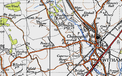 Old map of Blunt's Hall in 1945