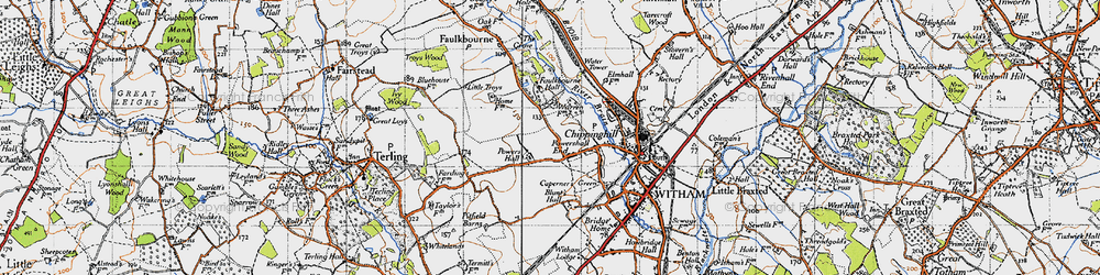 Old map of Powers Hall End in 1945