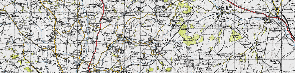Old map of Whetley in 1945