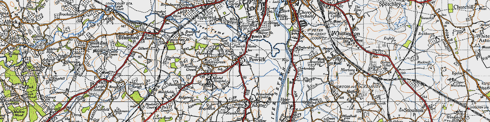 Old map of Powick in 1947