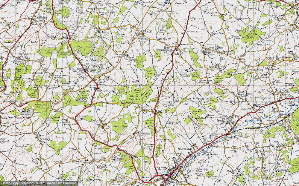 Old Map of Historic Map covering Weston Common in 1940