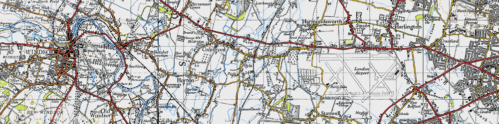Old map of Poyle in 1945