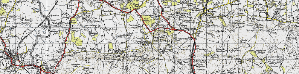 Old map of Poynings in 1940