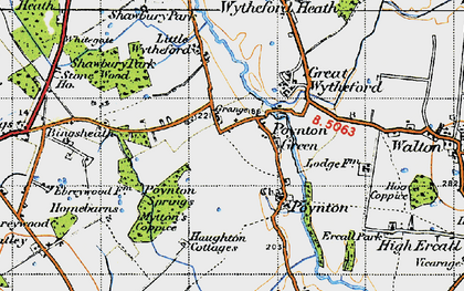 Old map of Poynton Green in 1947