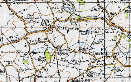 Old map of Poystreet Green in 1946