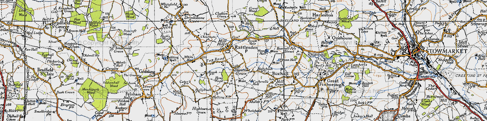 Old map of Poystreet Green in 1946