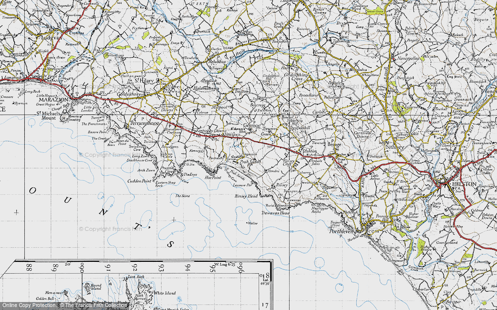 Old Map of Praa Sands, 1946 in 1946