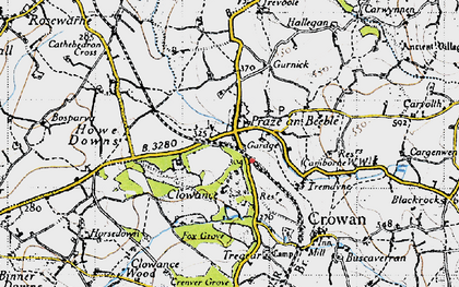 Old map of Praze-an-Beeble in 1946