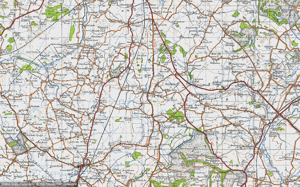 Old Map of Prees, 1947 in 1947