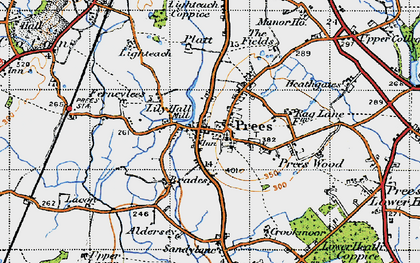 Old map of Prees in 1947