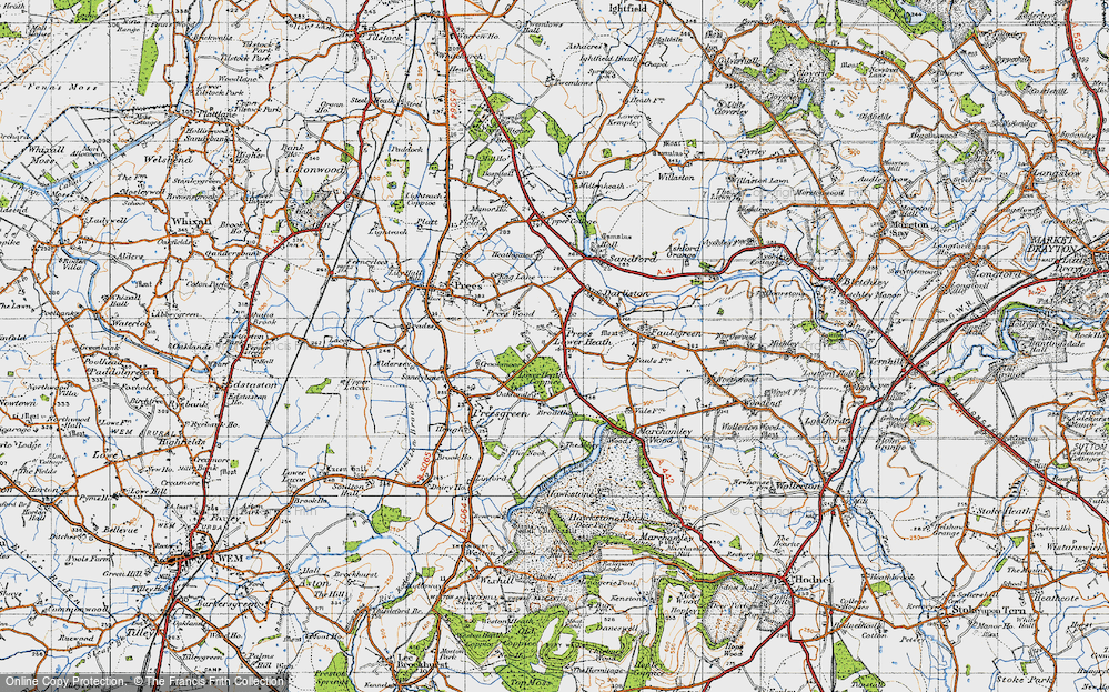 Old Map of Prees Lower Heath, 1947 in 1947