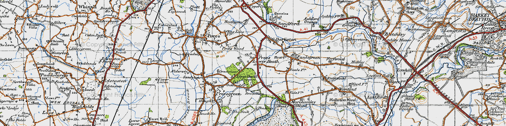 Old map of Prees Lower Heath in 1947