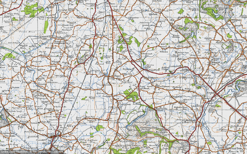 Old Map of Prees Wood, 1947 in 1947