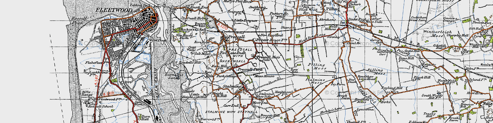 Old map of Preesall Park in 1947