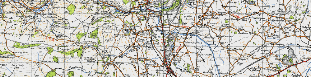 Old map of Preesgweene in 1947