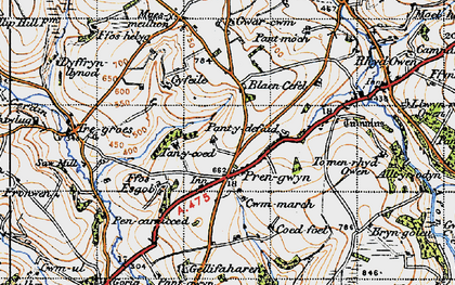 Old map of Blaencefel in 1947