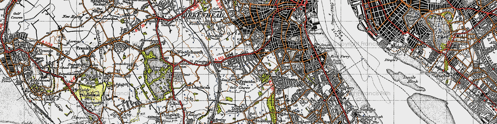 Old map of Prenton in 1947