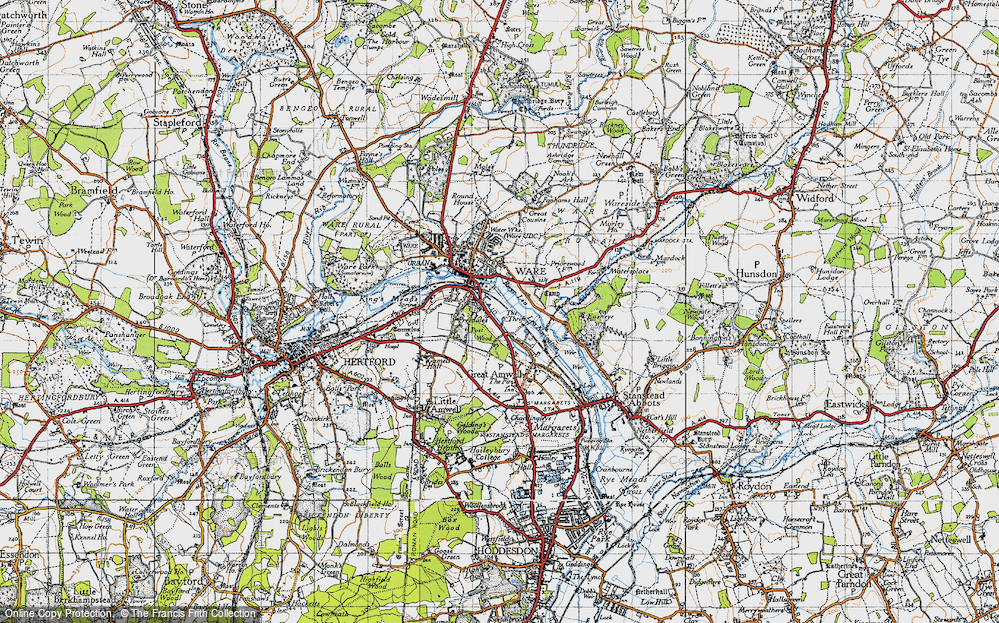 Old Map of Historic Map covering Easneye in 1946