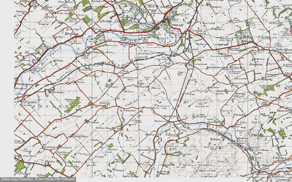 Old Map of Historic Map covering Brown Rigg in 1947