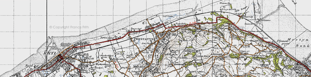Old map of Prestatyn in 1947