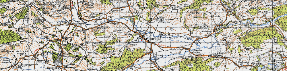Old map of Presteigne in 1947